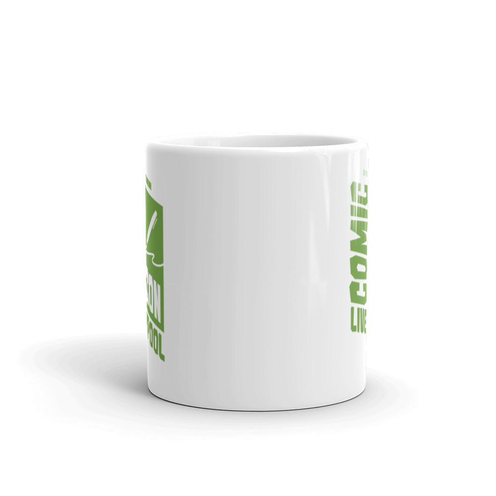 Liverpool Comic Con Logo White glossy mug