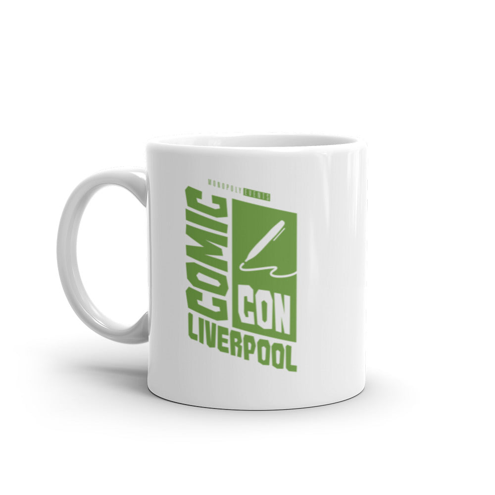 Liverpool Comic Con Logo White glossy mug