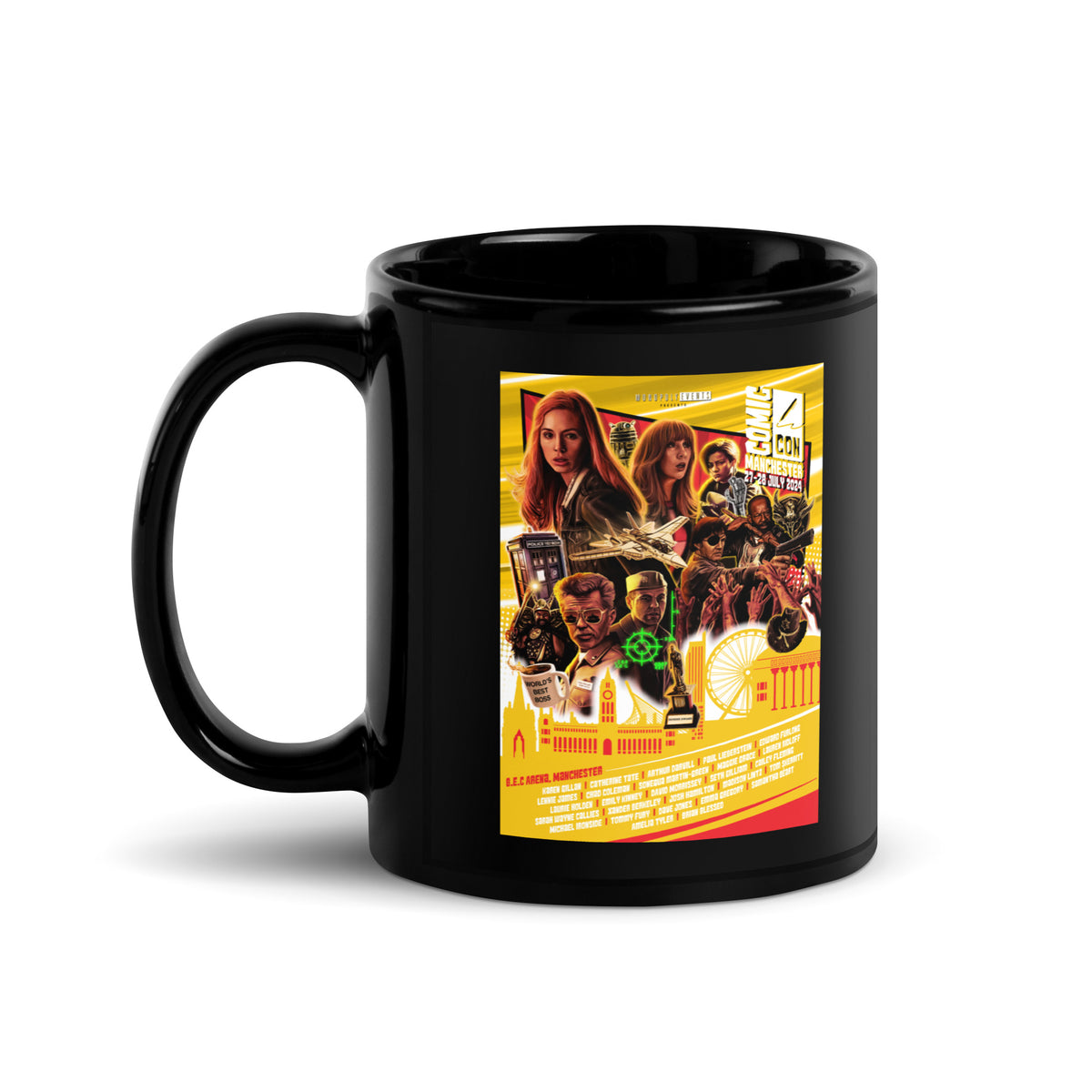 Manchester Comic-Con July 2024 Black Glossy Mug