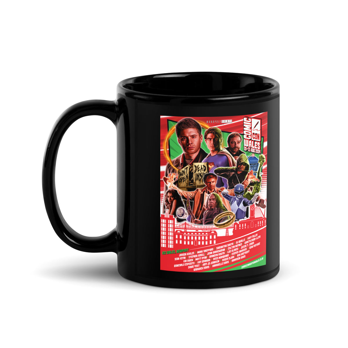 Comic-Con Wales August 2024 Black Glossy Mug