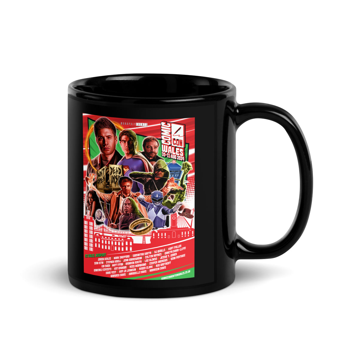 Comic-Con Wales August 2024 Black Glossy Mug