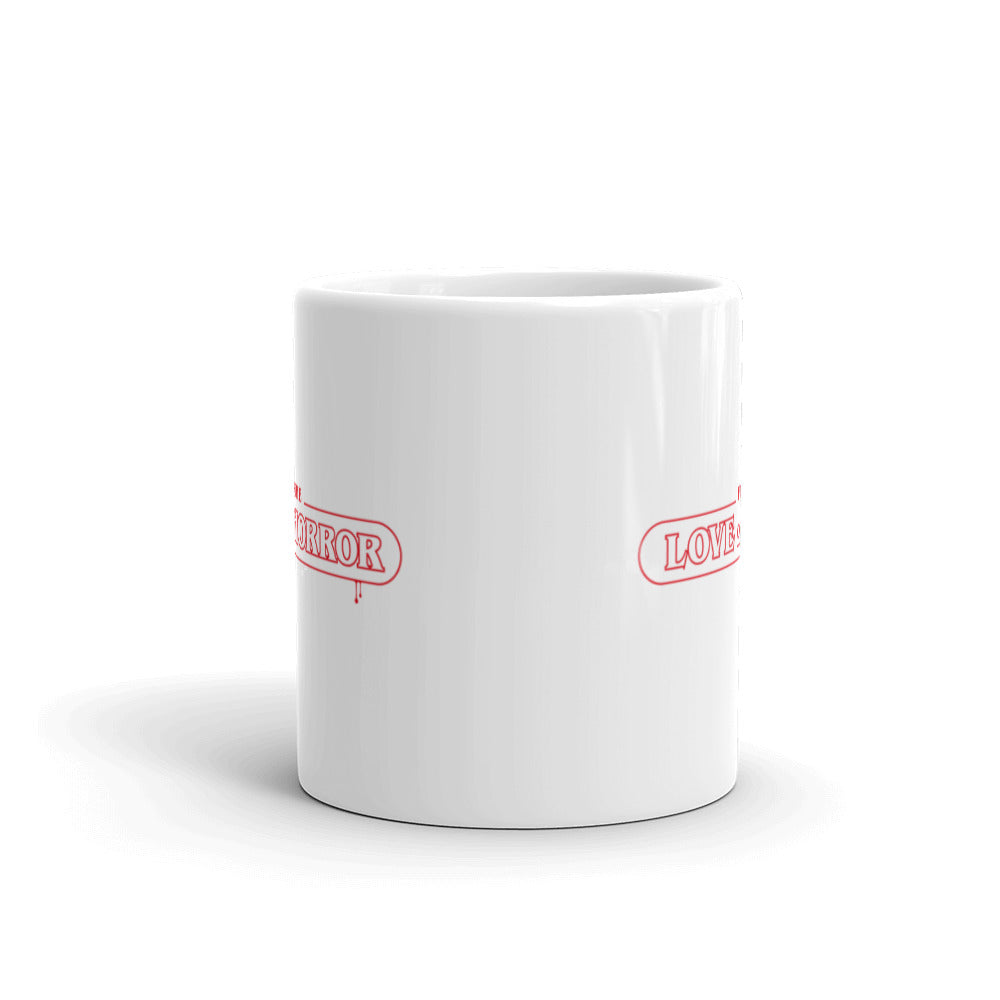 For The Love Of Horror Logo White glossy mug
