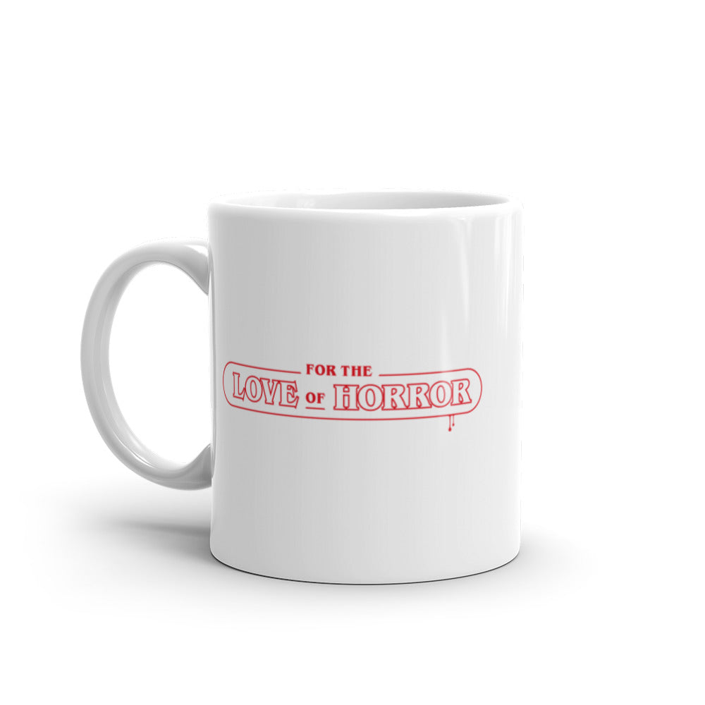 For The Love Of Horror Logo White glossy mug