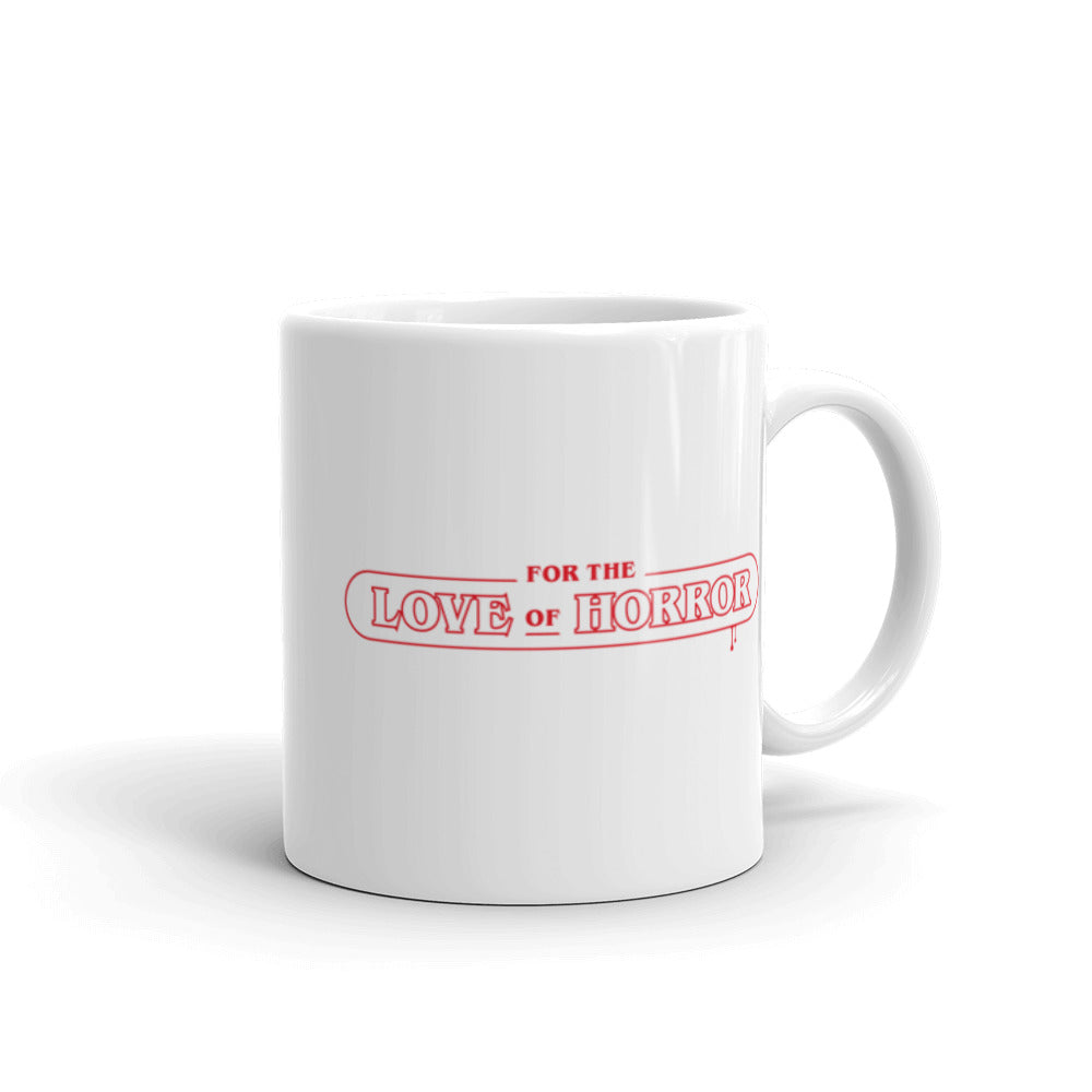 For The Love Of Horror Logo White glossy mug