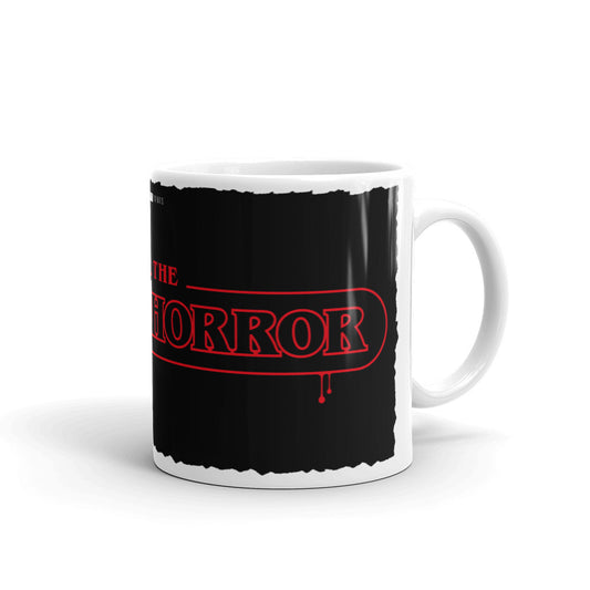 For the Love Of Horror All Over Logo White glossy mug
